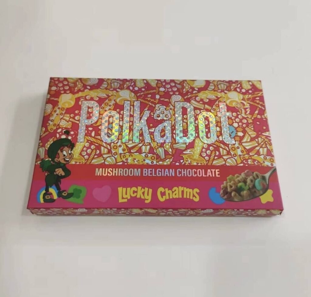 Polka Dot Mushroom Chocolate Bar, a functional dessert with a five-mushroom blend and rich dark chocolate